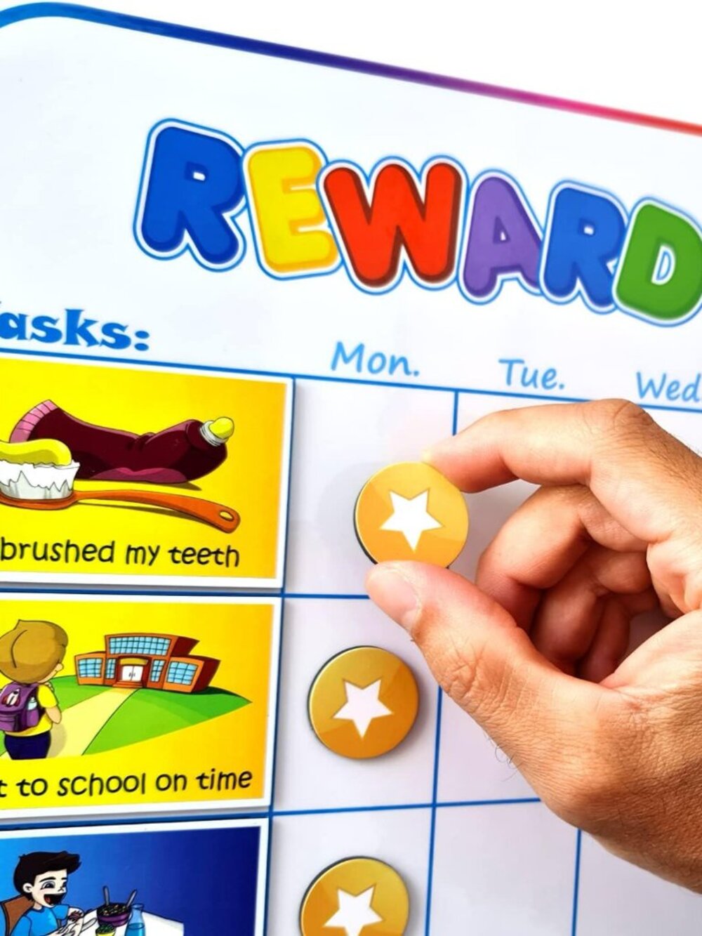 Large Magnetic Reward Chart for Kids - 127 Pre-Written Stickers Including Potty
